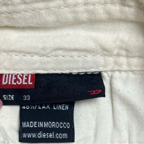 Vintage Y2K Diesel Ivory Low Rise Linen Pants Size 33 - Picture 6 of 10